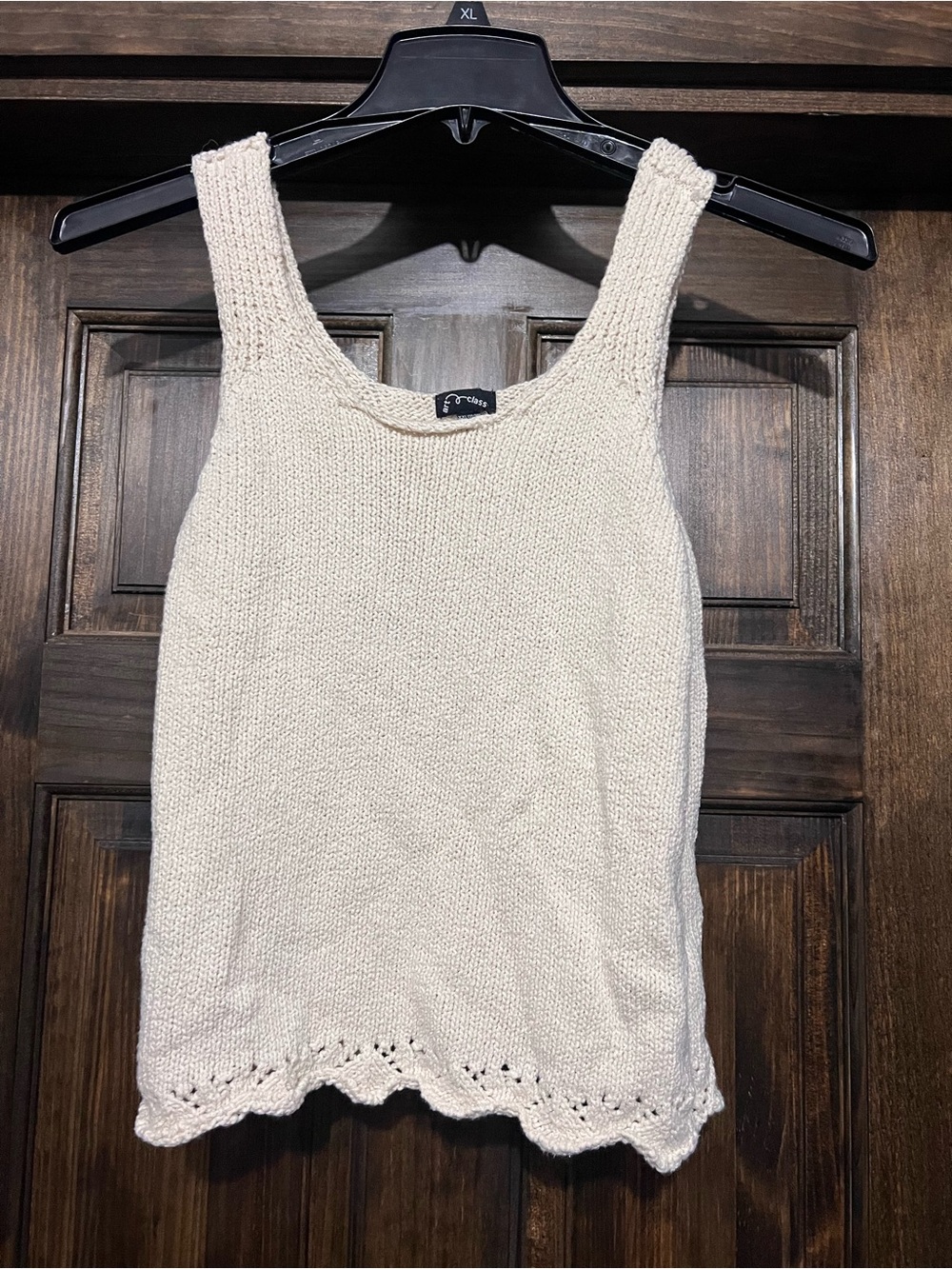 art class Cream Knit Tank Top with Scalloped Hem